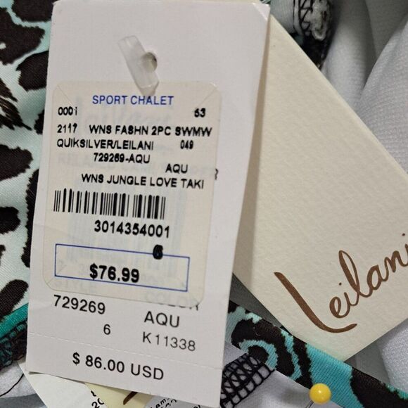 Leilani Women's Tankini Top Animal Print Blue Travel Vacation Beach Top Sz 6 - Picture 9 of 9